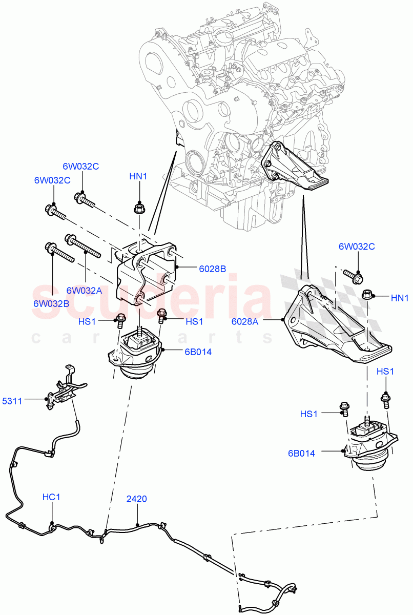 Engine Mounting(3.0L 24V DOHC V6 TC Diesel)((V)FROMAA000001) of Land Rover Land Rover Range Rover Sport (2010-2013) [5.0 OHC SGDI SC V8 Petrol]