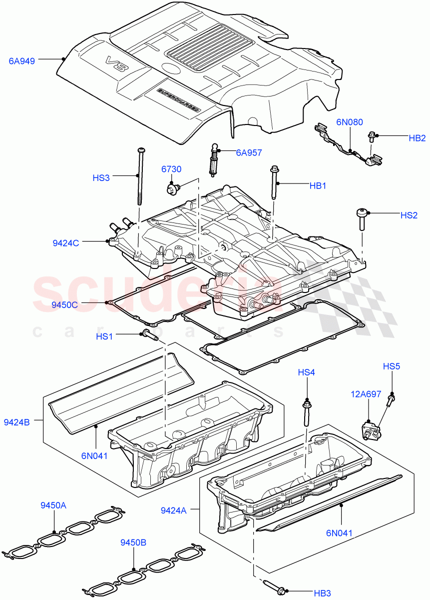 Inlet Manifold(Manifolds, Intercooler And Cover)(5.0L OHC SGDI SC V8 Petrol - AJ133)((V)FROMAA000001) of Land Rover Land Rover Range Rover (2010-2012) [5.0 OHC SGDI SC V8 Petrol]