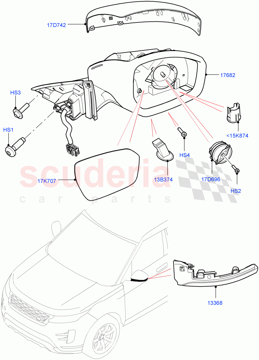 Exterior Rear View Mirror(Changsu (China)) of Land Rover Land Rover Range Rover Evoque (2019+) [2.0 Turbo Diesel]