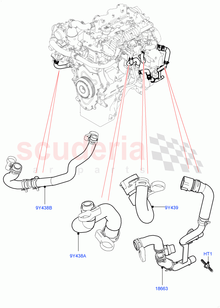 EGR Cooling System (2.0L I4 DSL HIGH DOHC AJ200, LEV 160, Euro Stage 4 Emissions) ((V) FROMJA000001, (V) TOJA999999) of Land Rover Land Rover Discovery 5 (2017+) [2.0 Turbo Diesel]