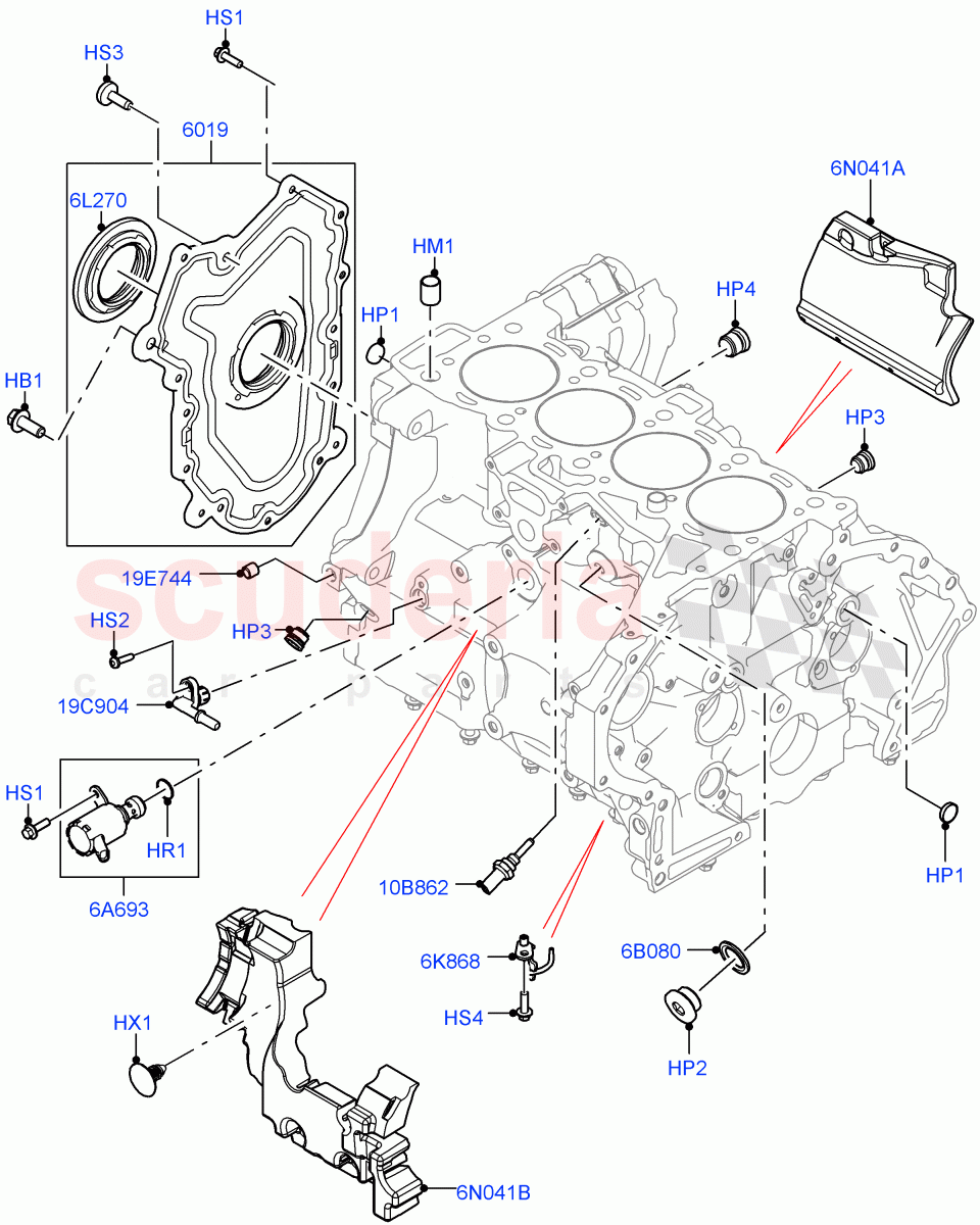 Cylinder Block And Plugs(2.0L AJ20D4 Diesel Mid PTA,Halewood (UK),2.0L AJ20D4 Diesel LF PTA,2.0L AJ20D4 Diesel High PTA) of Land Rover Land Rover Range Rover Evoque (2019+) [2.0 Turbo Diesel]