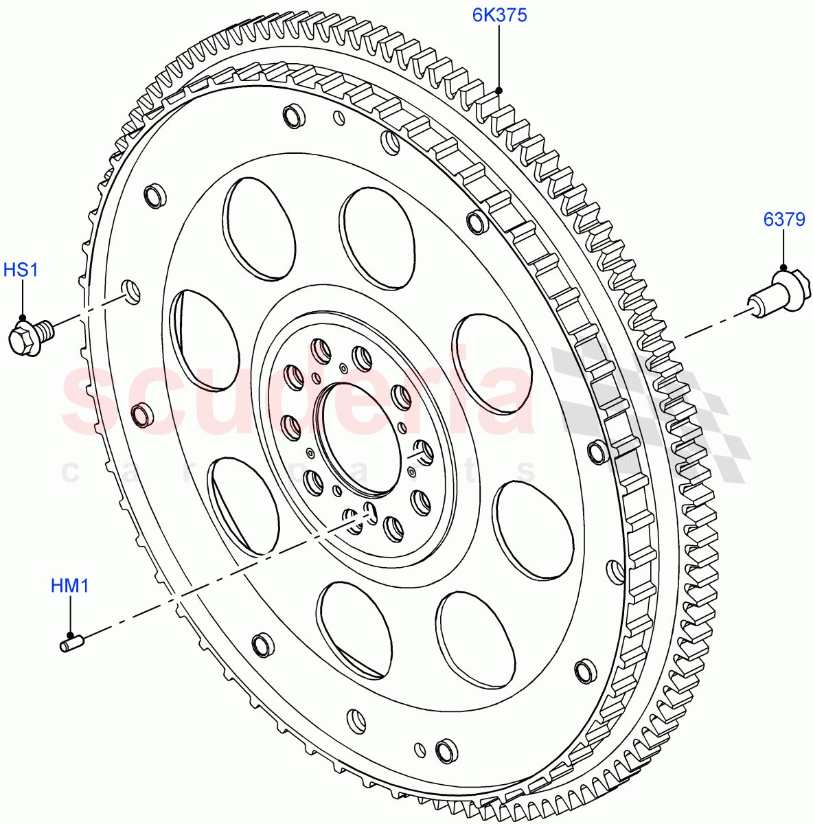 Flywheel(5.0L OHC SGDI SC V8 Petrol - AJ133,5.0 Petrol AJ133 DOHC CDA,5.0L P AJ133 DOHC CDA S/C Enhanced) of Land Rover Land Rover Range Rover Sport (2014+) [5.0 OHC SGDI SC V8 Petrol]