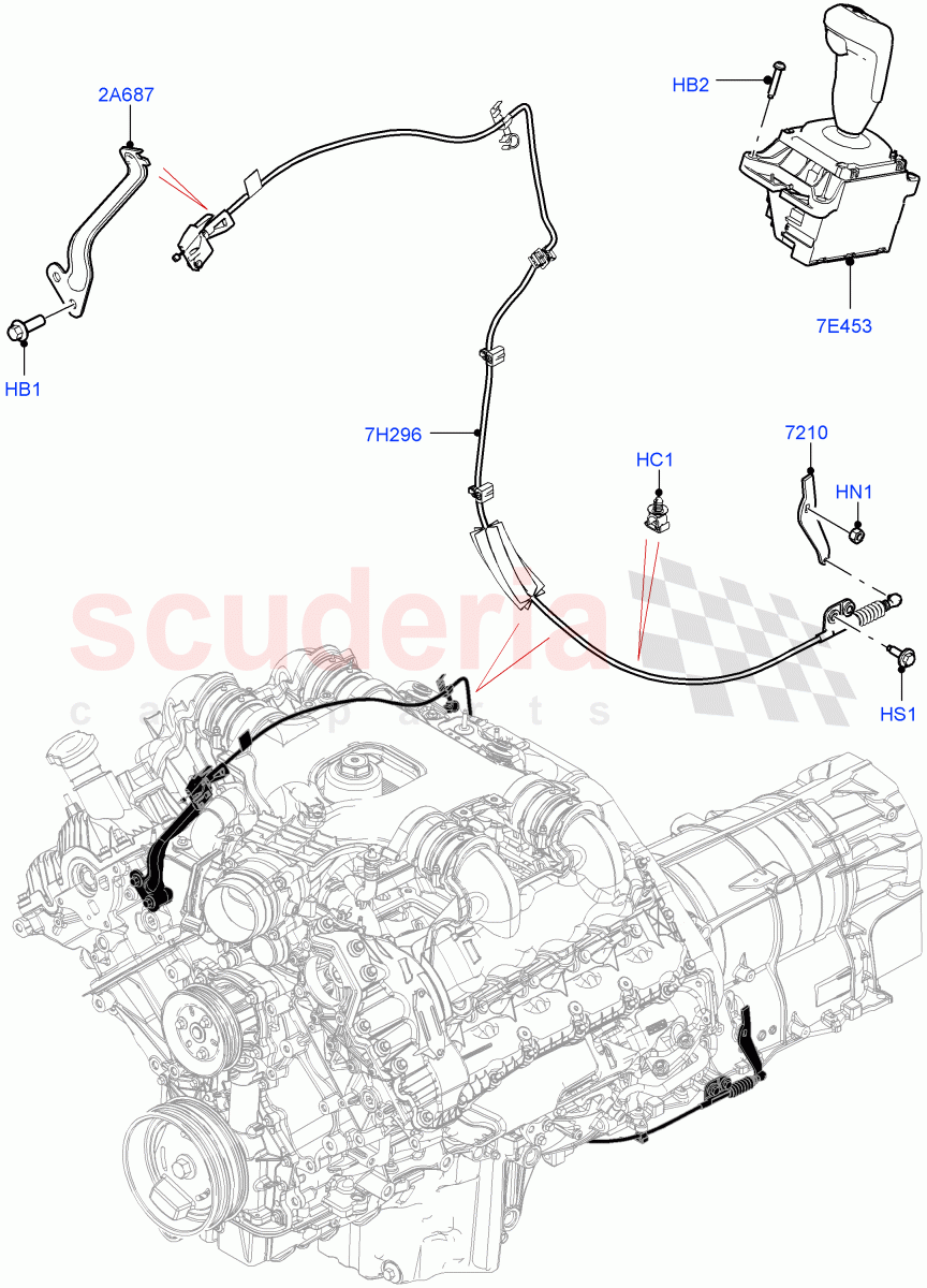 Gear Change-Automatic Transmission (4.4L DOHC DITC V8 Diesel, 8 Speed Auto Trans ZF 8HP76) ((V) FROMKA000001) of Land Rover Land Rover Range Rover Sport (2014+) [3.0 I6 Turbo Diesel AJ20D6]