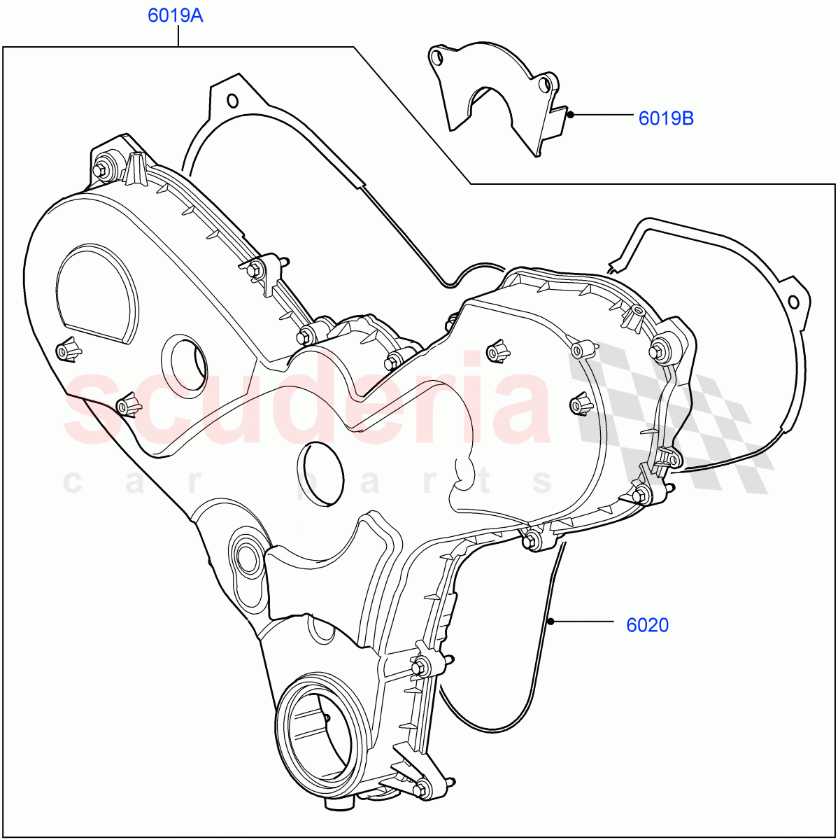 Timing Gear Covers(Solihull Plant Build)(3.0 V6 Diesel)((V)FROMAA000001) of Land Rover Land Rover Range Rover (2012-2021) [3.0 Diesel 24V DOHC TC]