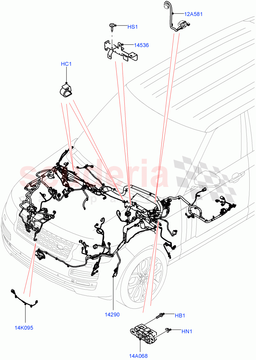 Electrical Wiring - Engine And Dash(Engine Compartment)((V)FROMHA000001) of Land Rover Land Rover Range Rover (2012-2021) [3.0 Diesel 24V DOHC TC]