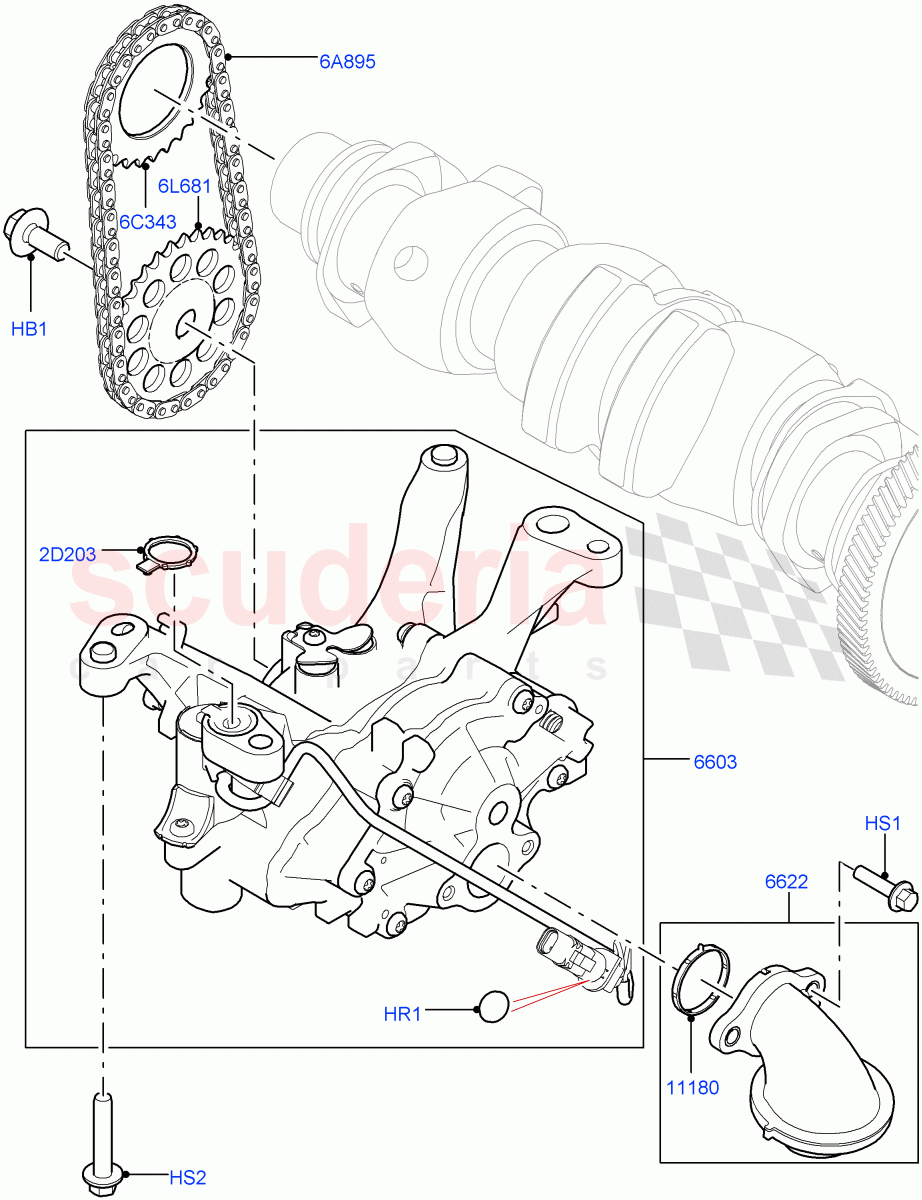 Oil Pump (2.0L AJ20P4 Petrol Mid PTA, Changsu (China)) of Land Rover Land Rover Range Rover Evoque (2019+) [2.0 Turbo Petrol AJ200P]
