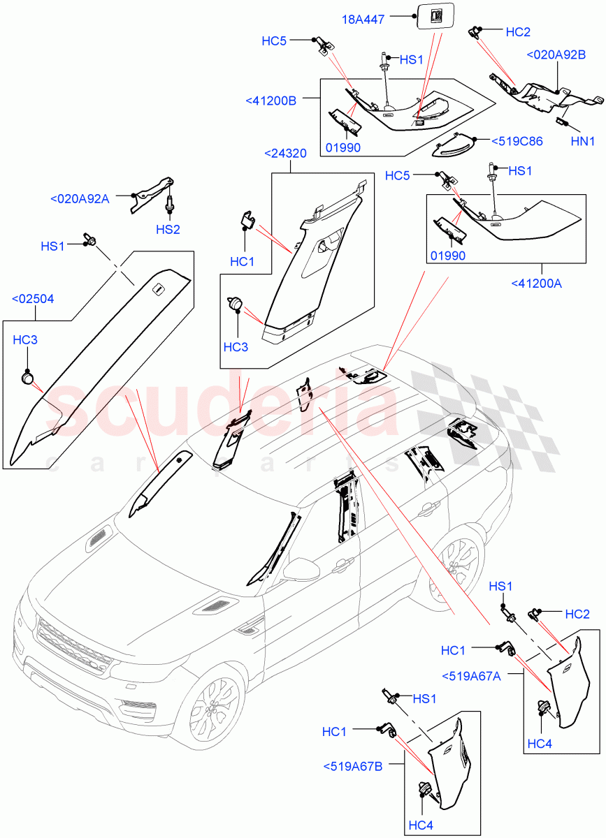 Side Trim (Upper, Front And Rear) of Land Rover Land Rover Range Rover Sport (2014+) [2.0 Turbo Petrol AJ200P]