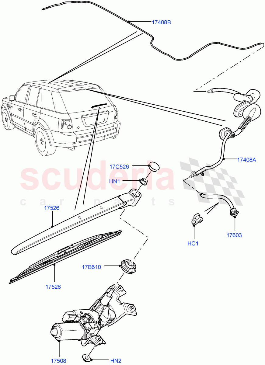 Rear Window Wiper And Washer((V)FROMAA000001) of Land Rover Land Rover Range Rover Sport (2010-2013) [5.0 OHC SGDI NA V8 Petrol]