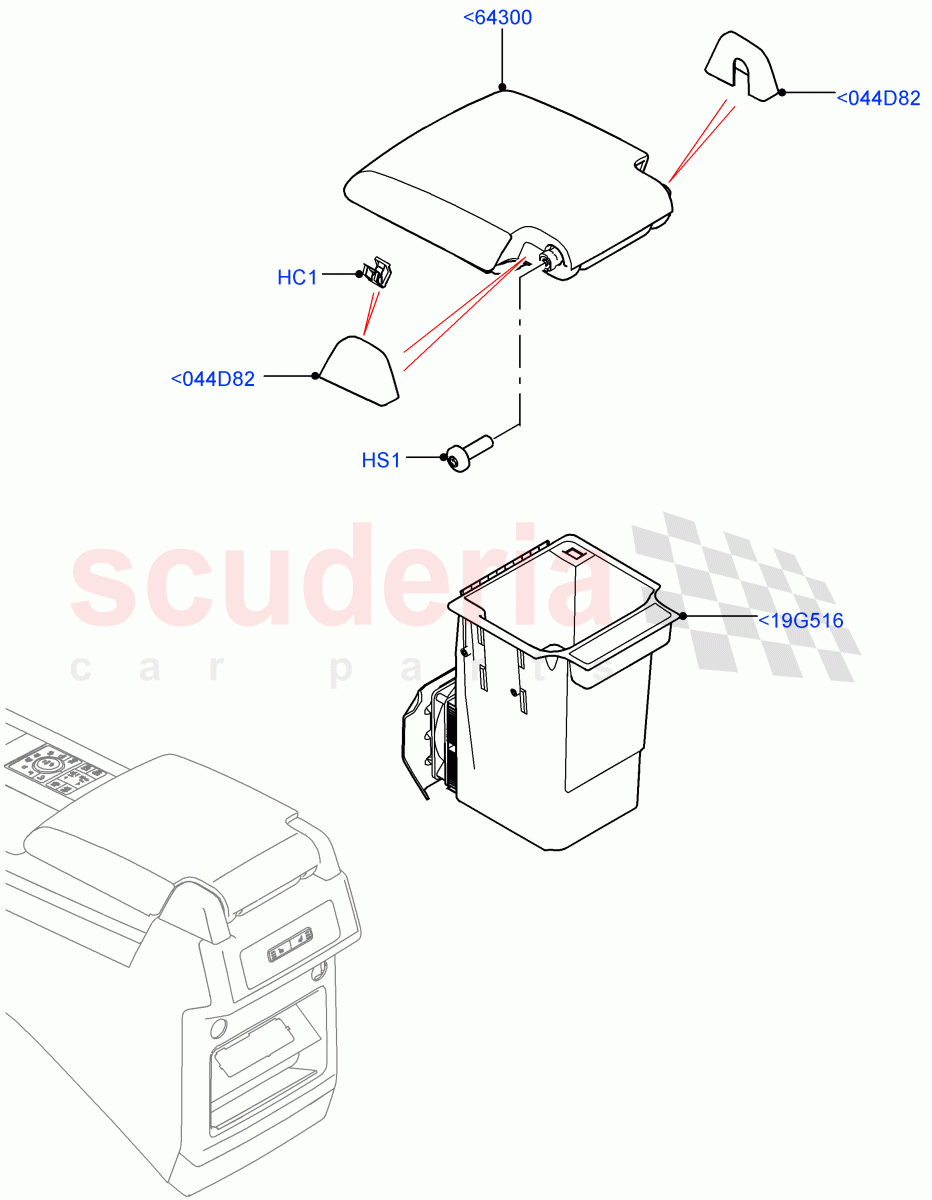 Console - Floor (For Stowage Boxes And Lids, Nitra Plant Build) ((V) FROMK2000001, (V) TOL2999999) of Land Rover Land Rover Discovery 5 (2017+) [3.0 Diesel 24V DOHC TC]