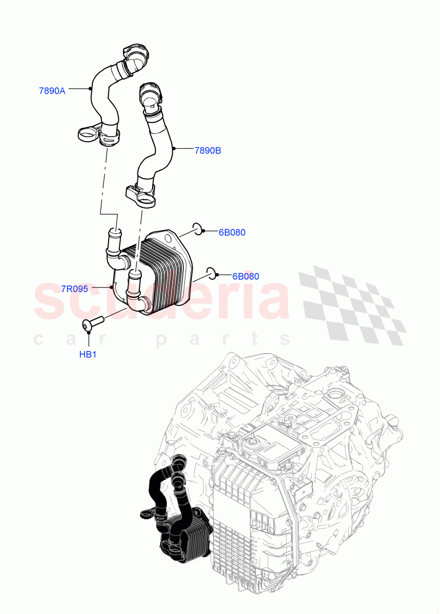 Transmission Cooling Systems(1.5L AJ20P3 Petrol High,8 Speed Automatic Trans 8G30,Changsu (China),1.5L AJ20P3 Petrol High PHEV) of Land Rover Land Rover Range Rover Evoque (2019+) [2.0 Turbo Petrol AJ200P]
