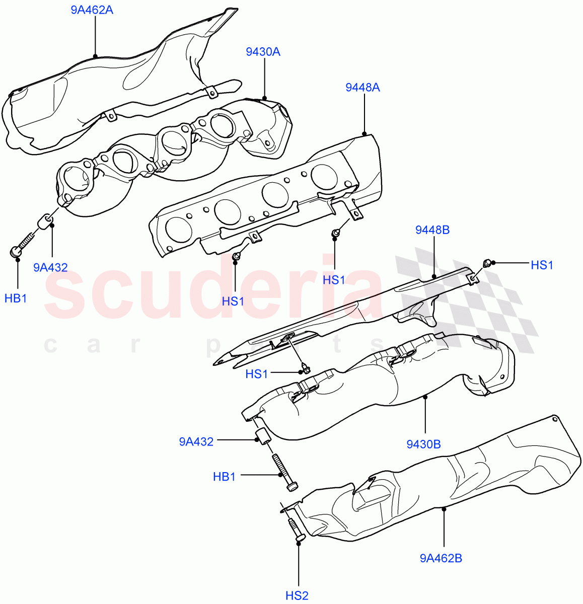 Exhaust Manifold(5.0L OHC SGDI SC V8 Petrol - AJ133)((V)FROMAA000001) of Land Rover Land Rover Range Rover (2010-2012) [5.0 OHC SGDI SC V8 Petrol]