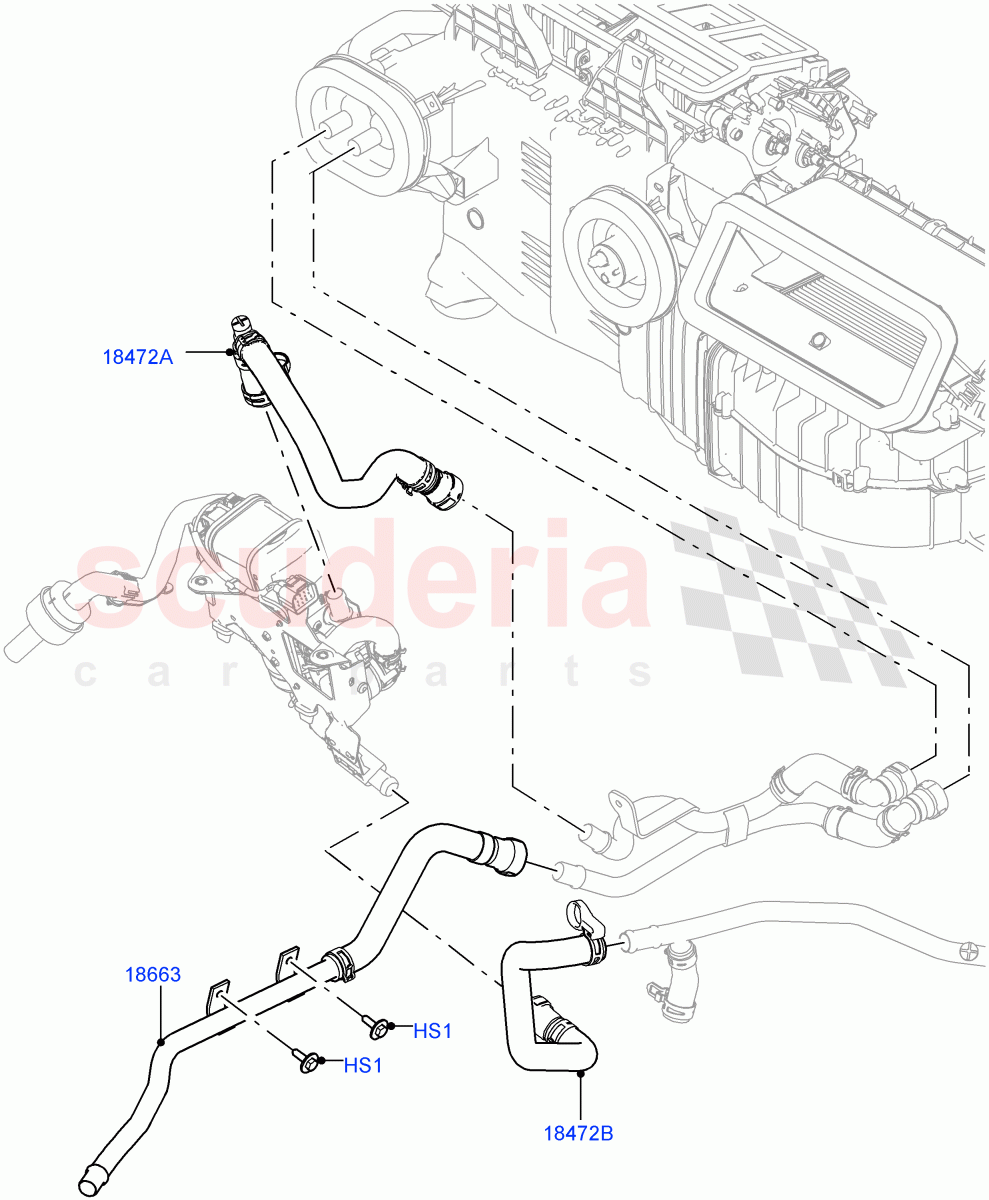 Heater Hoses(Front)(3.0 V6 Diesel,With Fuel Fired Heater)((V)FROMJA000001,(V)TOJA999999) of Land Rover Land Rover Range Rover Sport (2014+) [3.0 DOHC GDI SC V6 Petrol]