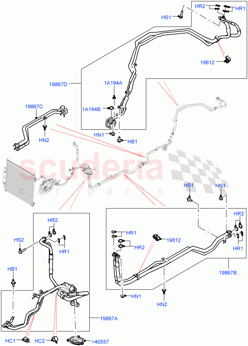 Air Conditioning Condensr/Compressr(Premium Air Conditioning-Front/Rear,Electric Engine Battery-MHEV)((V)FROMKA000001) of Land Rover Land Rover Range Rover Sport (2014+) [2.0 Turbo Petrol GTDI]