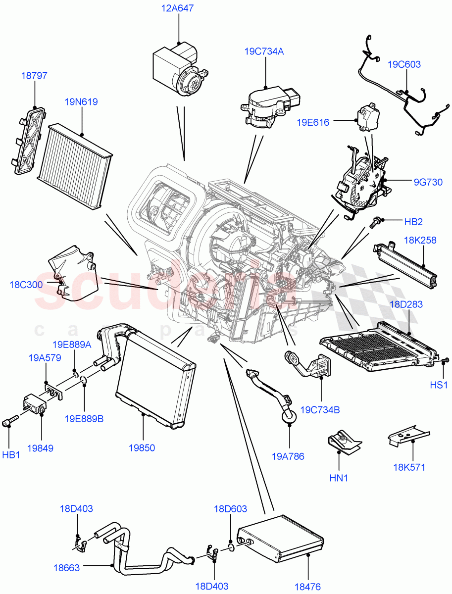 Heater/Air Cond.Internal Components (Changsu (China)) ((V) FROMEG000001) of Land Rover Land Rover Range Rover Evoque (2012-2018) [2.2 Single Turbo Diesel]