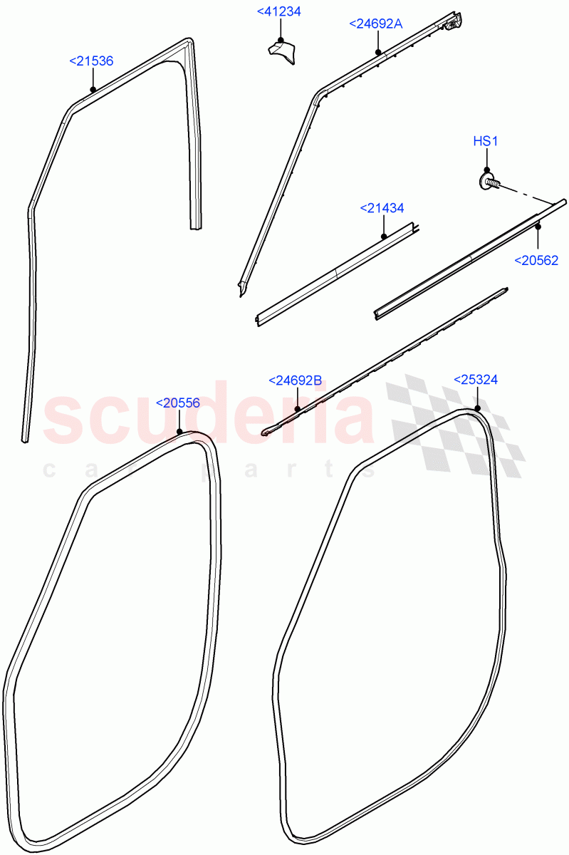 Front Doors, Hinges & Weatherstrips (Weatherstrips And Seals) (Short Wheelbase) of Land Rover Land Rover Defender (2020+) [2.0 Turbo Petrol AJ200P]