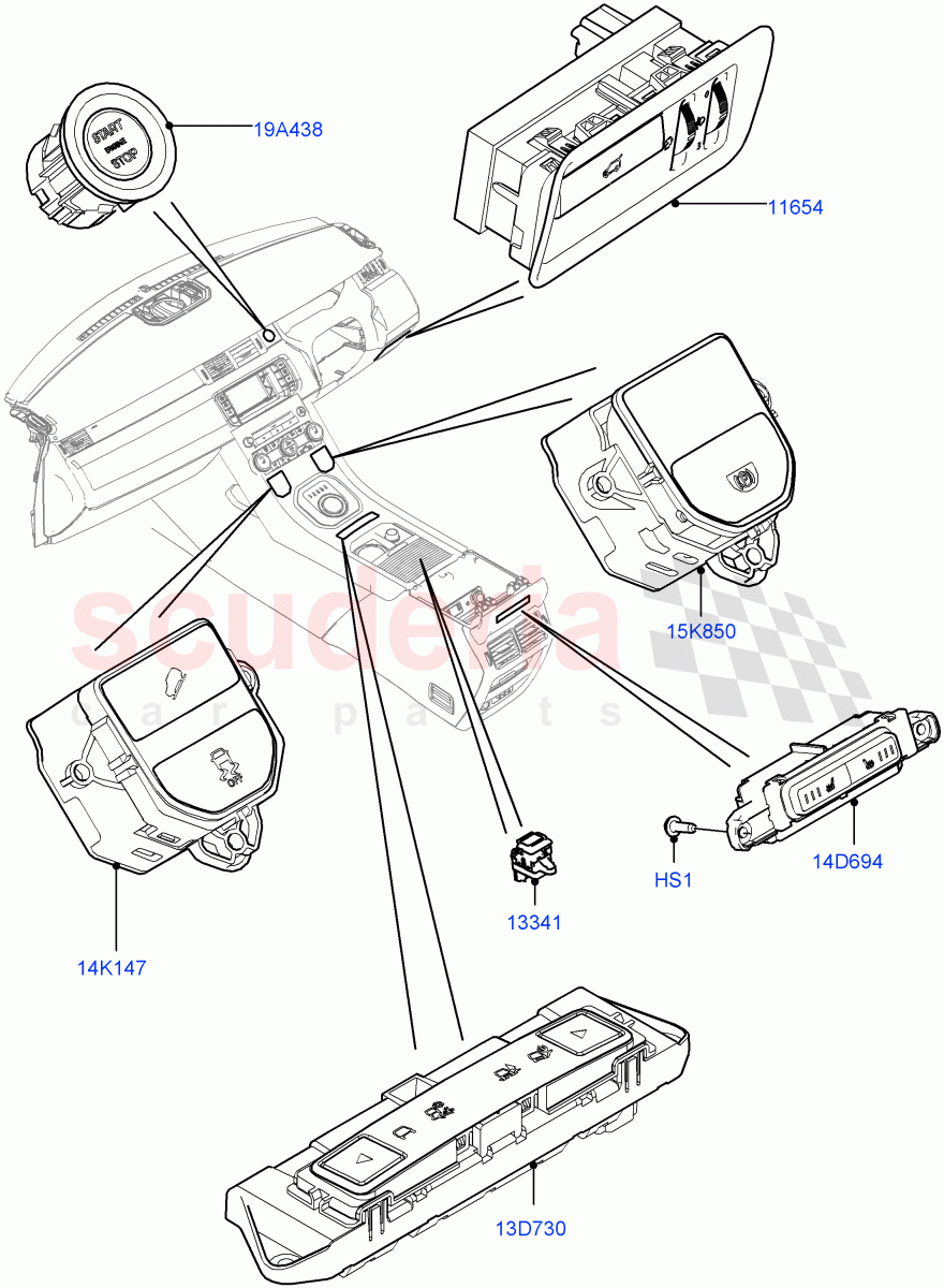 Switches (Facia And Console) (Halewood (UK)) of Land Rover Land Rover Range Rover Evoque (2012-2018) [2.2 Single Turbo Diesel]