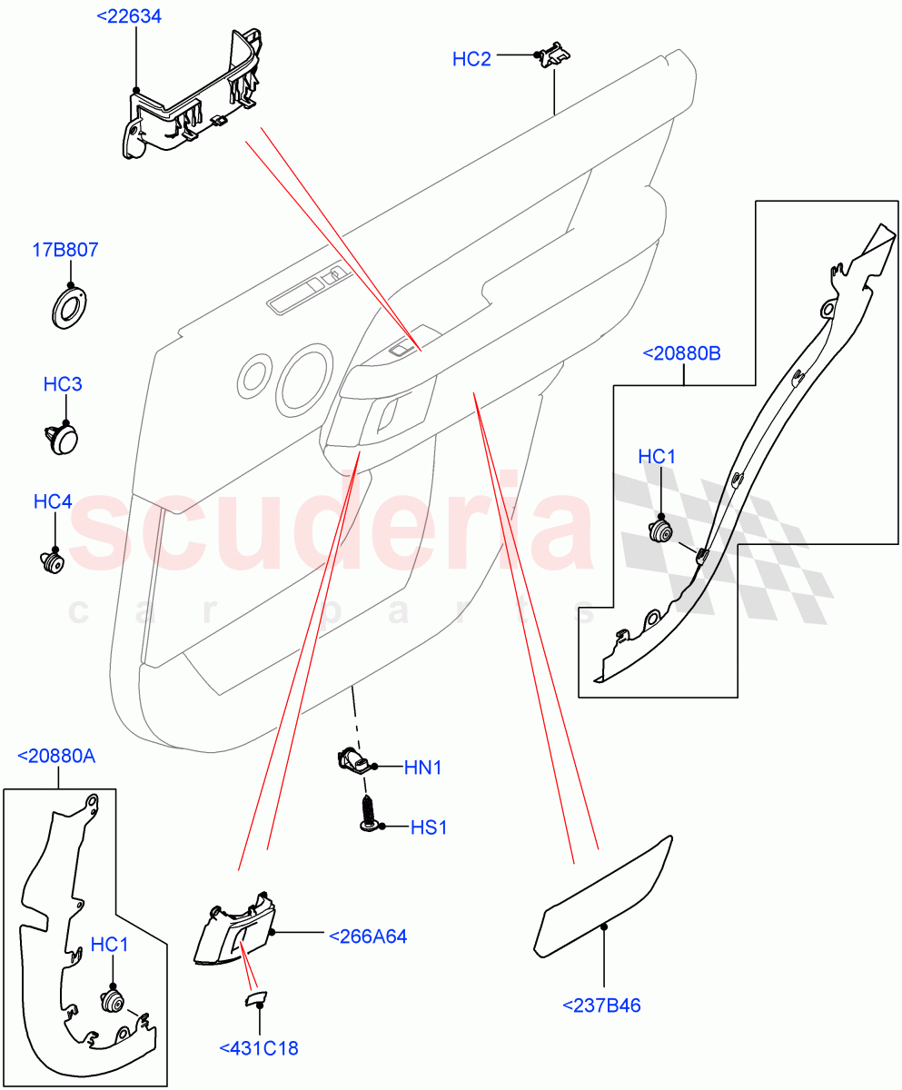 Rear Door Trim Installation (Finishers And Mouldings) (Long Wheelbase) ((V) FROMJA000001) of Land Rover Land Rover Range Rover (2012-2021) [5.0 OHC SGDI NA V8 Petrol]