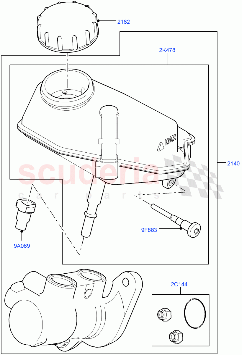 Master Cylinder - Brake System(Halewood (UK))((V)TOFH999999) of Land Rover Land Rover Range Rover Evoque (2012-2018) [2.0 Turbo Petrol AJ200P]