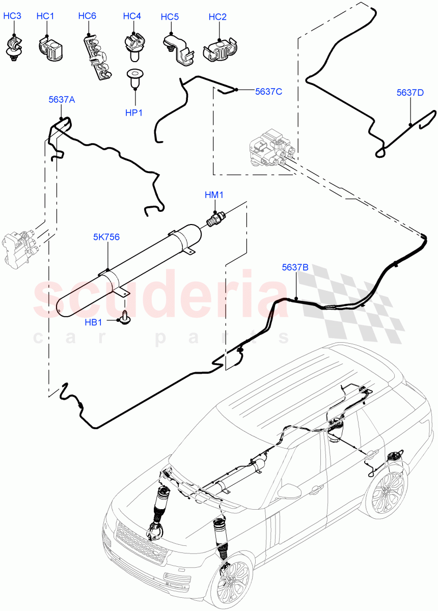 Air Suspension Compressor And Lines(Air Suspension Lines)((V)TODA999999) of Land Rover Land Rover Range Rover (2012-2021) [3.0 I6 Turbo Diesel AJ20D6]