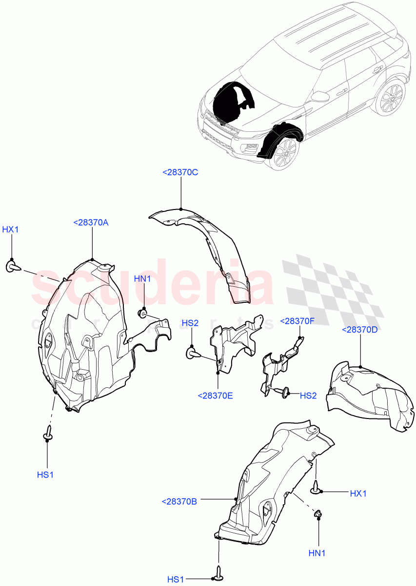 Front Panels, Aprons & Side Members(Wheelhouse)(Changsu (China))((V)FROMEG000001) of Land Rover Land Rover Range Rover Evoque (2012-2018) [2.0 Turbo Diesel]