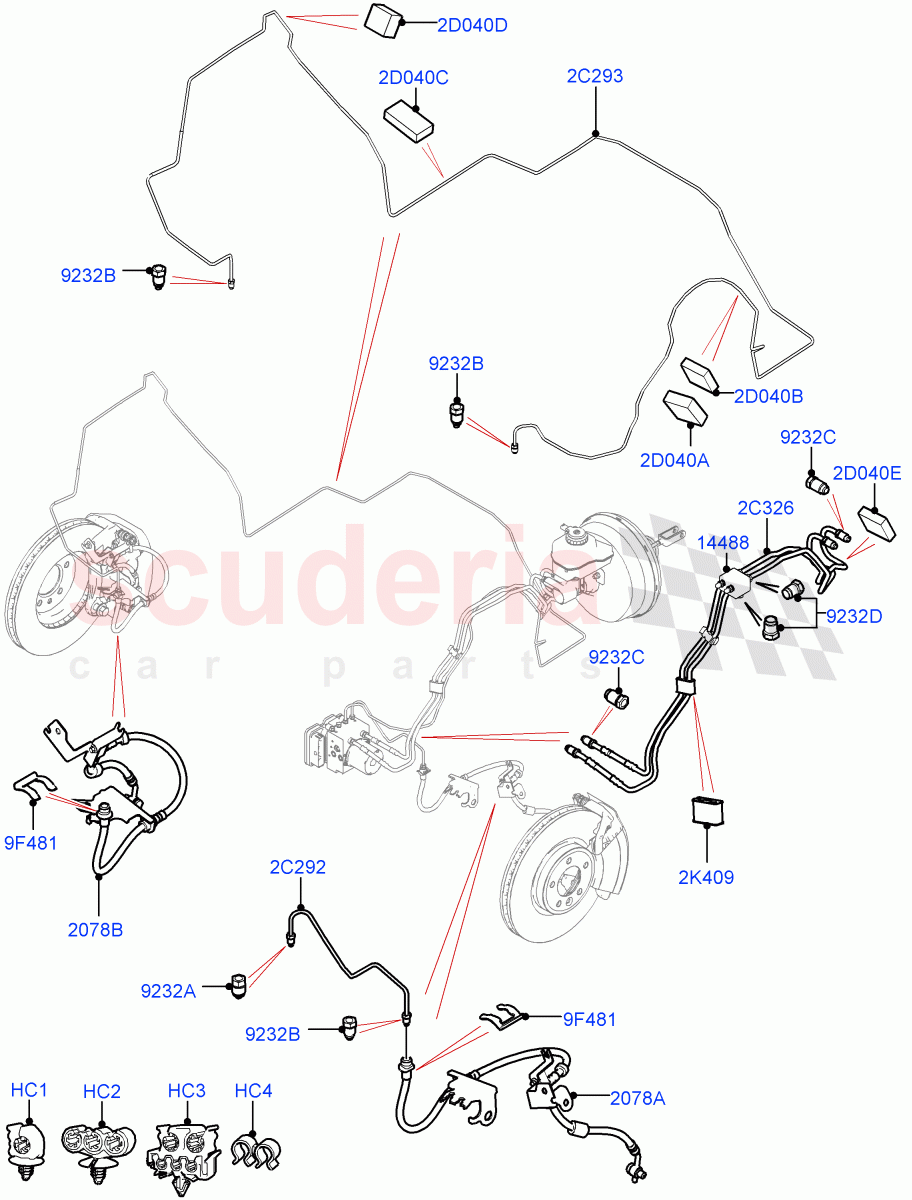 Front Brake Pipes(Solihull Plant Build)(LHD)((V)FROMHA000001) of Land Rover Land Rover Discovery 5 (2017+) [2.0 Turbo Diesel]