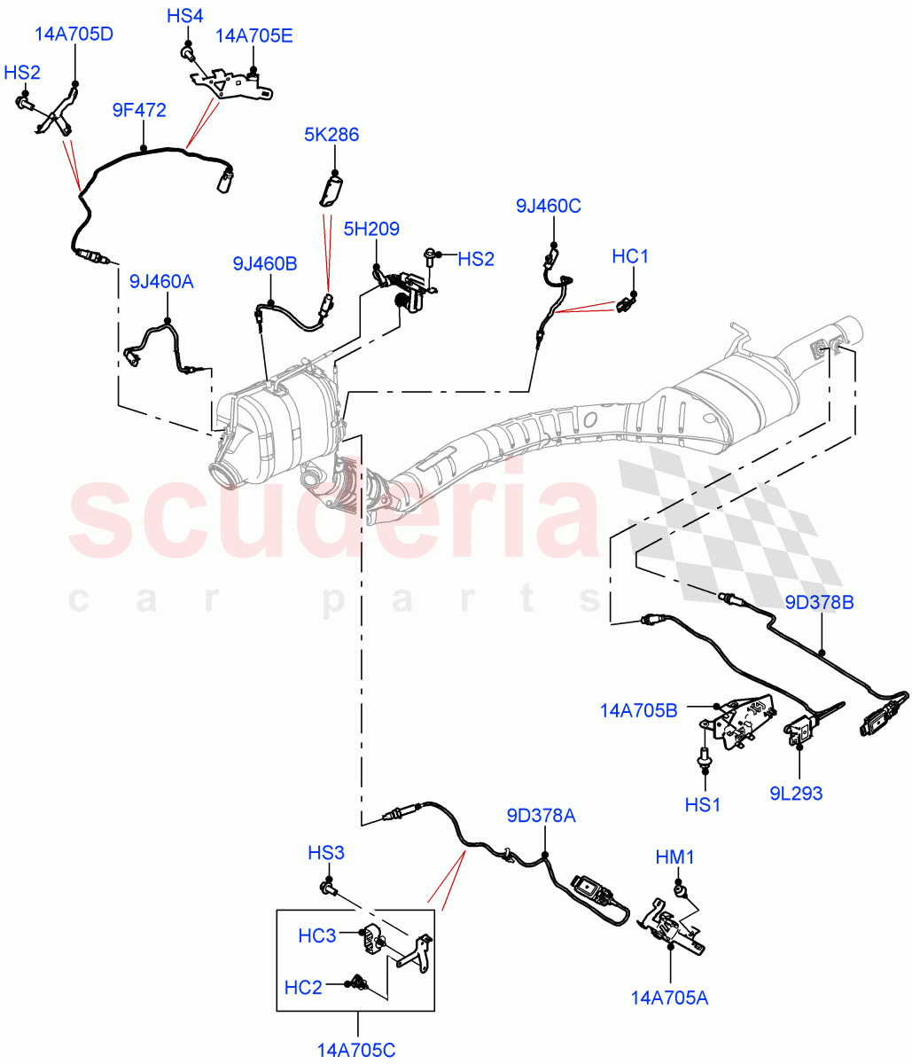 Exhaust Sensors And Modules(Nitra Plant Build)(3.0L AJ20D6 Diesel High,J-WLTP Emission,ULEV 125 Emission,EU6D - Final (Diesel) Emission)((V)FROMM2000001) of Land Rover Land Rover Discovery 5 (2017+) [3.0 I6 Turbo Diesel AJ20D6]