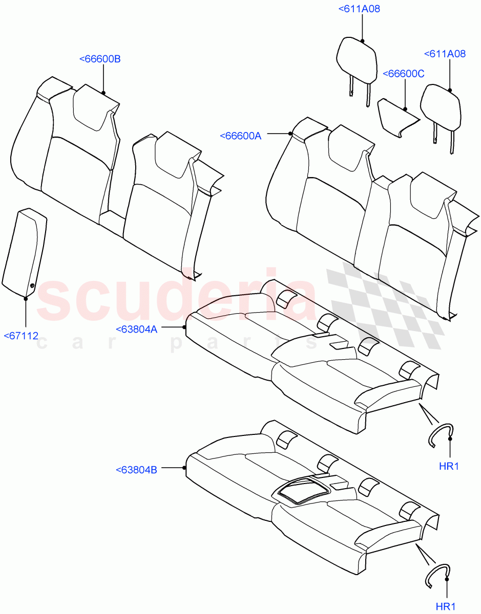 Rear Seat Covers(Windsor Sport Leather Perforated,Halewood (UK),With 2 Rear Small Individual Seats)((V)FROMGH000001) of Land Rover Land Rover Range Rover Evoque (2012-2018) [2.2 Single Turbo Diesel]