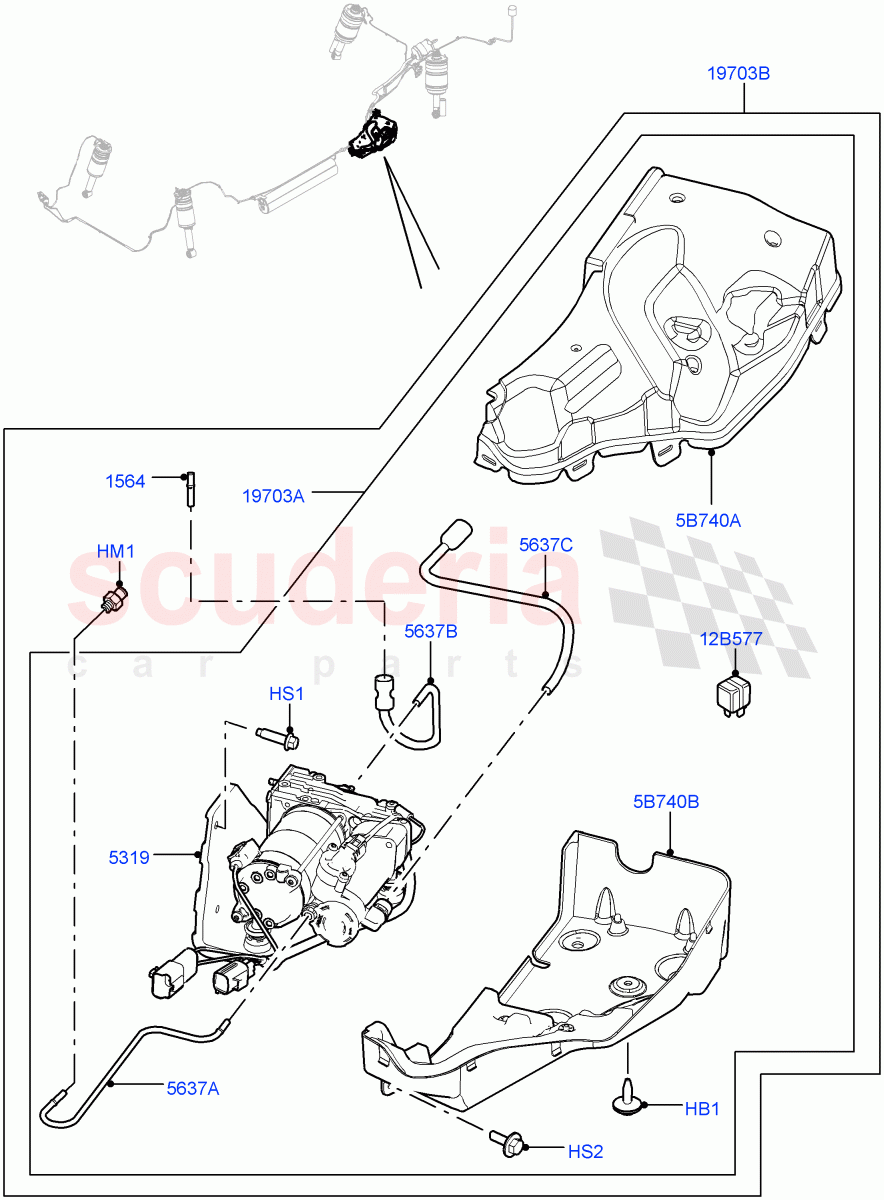 Air Suspension Compressor And Lines (Compressor Assy, Service Only) ((V) TO9A999999) of Land Rover Land Rover Range Rover Sport (2005-2009) [4.4 AJ Petrol V8]