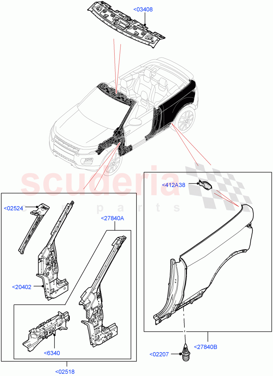 Side Panels - Outer(2 Door Convertible,Halewood (UK))((V)FROMGH125984) of Land Rover Land Rover Range Rover Evoque (2012-2018) [2.0 Turbo Diesel]