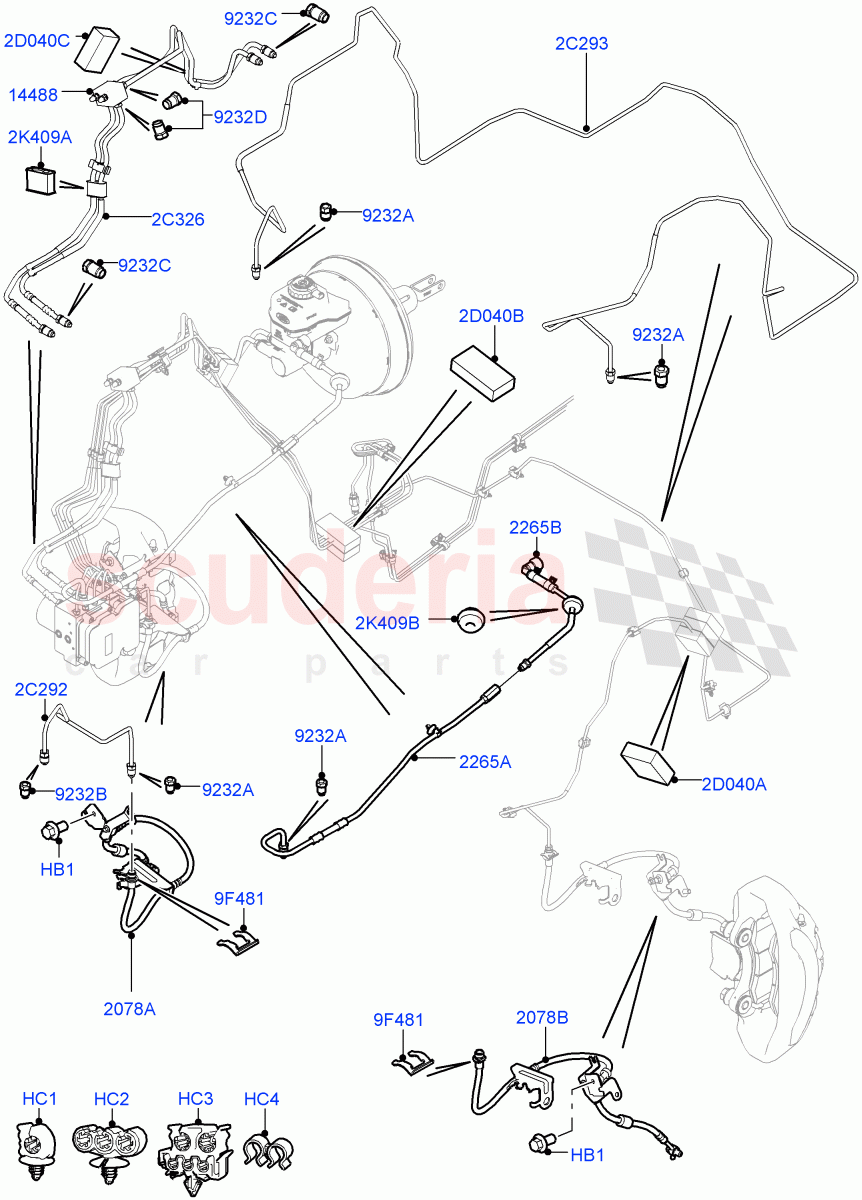 Front Brake Pipes(3.0 V6 D Gen2 Twin Turbo,8 Speed Auto Trans ZF 8HP70 HEV 4WD,RHD,3.0 V6 Diesel Electric Hybrid Eng)((V)FROMFA000001) of Land Rover Land Rover Range Rover (2012-2021) [4.4 DOHC Diesel V8 DITC]