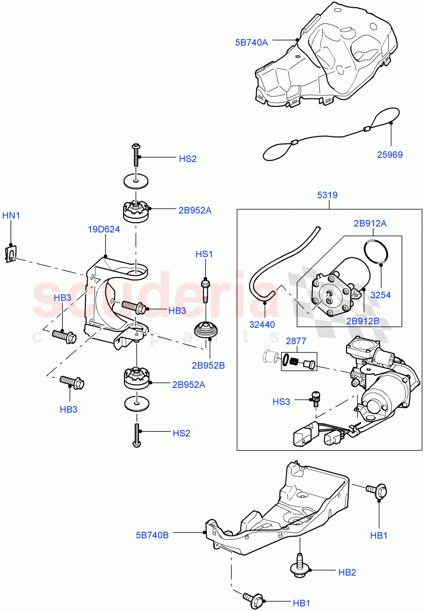 Air Suspension Compressor And Lines(Compressor Assy, 'Hitachi' Compressor)(With Four Corner Air Suspension)((V)FROMAA000001,(V)TOBA589827) of Land Rover Land Rover Discovery 4 (2010-2016) [5.0 OHC SGDI NA V8 Petrol]