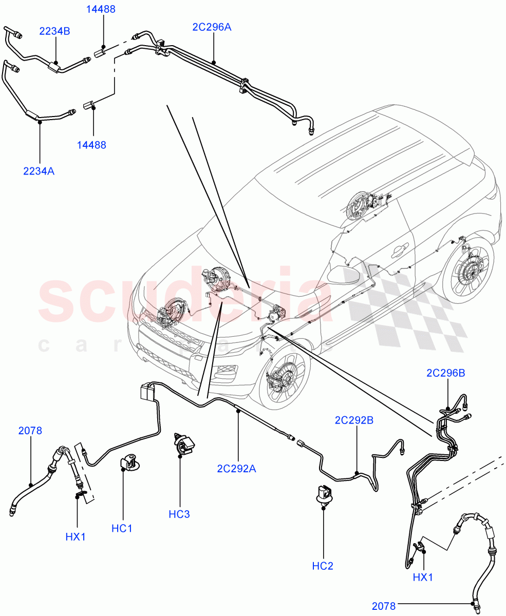 Front Brake Pipes(RHD,Halewood (UK))((V)TODH999999) of Land Rover Land Rover Range Rover Evoque (2012-2018) [2.0 Turbo Diesel]