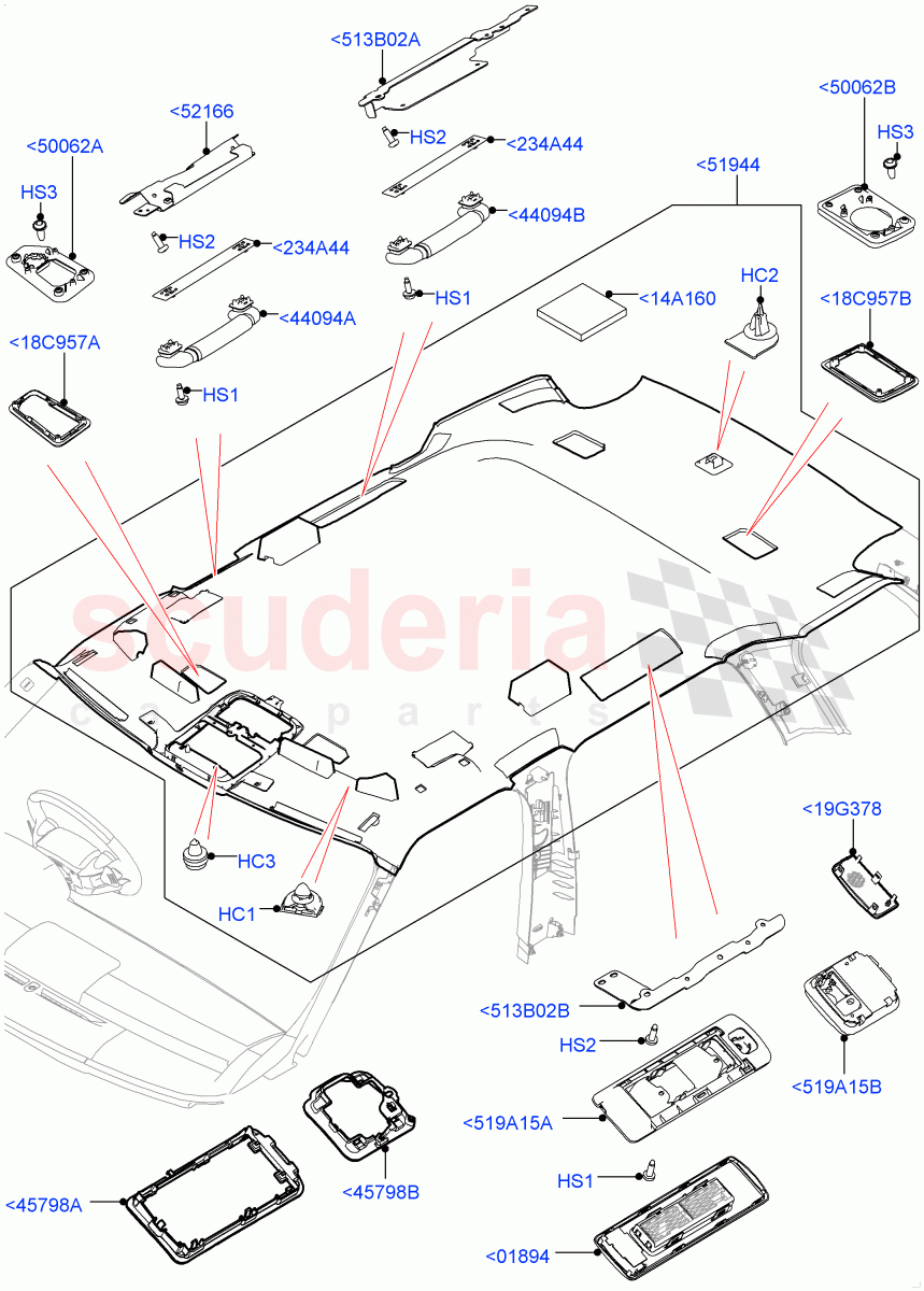 Headlining And Sun Visors(Less Panorama Roof,Interior Trim - Morzine) of Land Rover Land Rover Range Rover (2012-2021) [3.0 Diesel 24V DOHC TC]