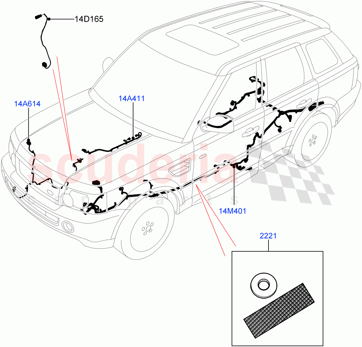 Electrical Wiring - Chassis ((V) FROMAA000001) of Land Rover Land Rover Range Rover Sport (2010-2013) [5.0 OHC SGDI SC V8 Petrol]