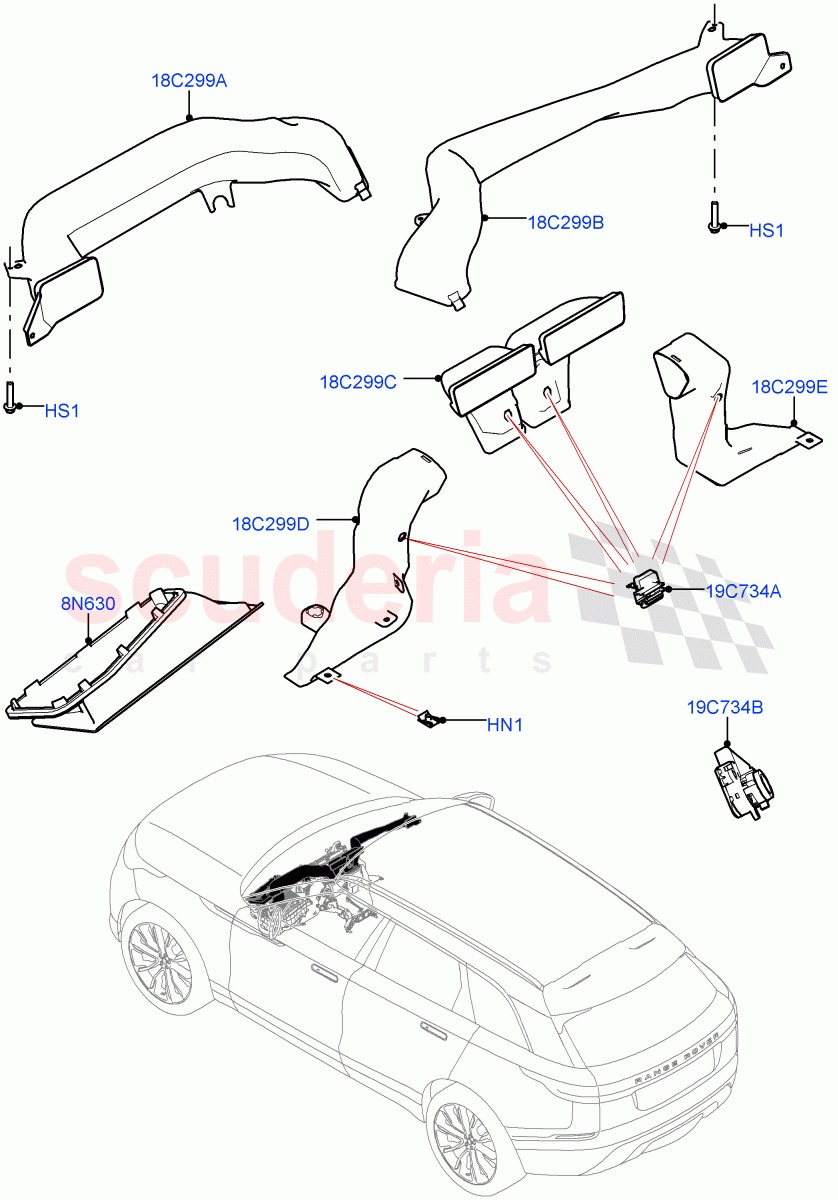 Air Vents, Louvres And Ducts(Instrument Panel, Internal Components) of Land Rover Land Rover Range Rover Velar (2017+) [3.0 DOHC GDI SC V6 Petrol]