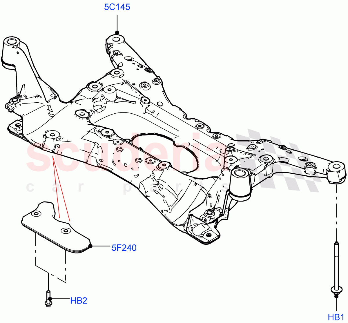 Front Cross Member & Stabilizer Bar (Crossmember) (Halewood (UK)) of Land Rover Land Rover Range Rover Evoque (2019+) [2.0 Turbo Diesel]