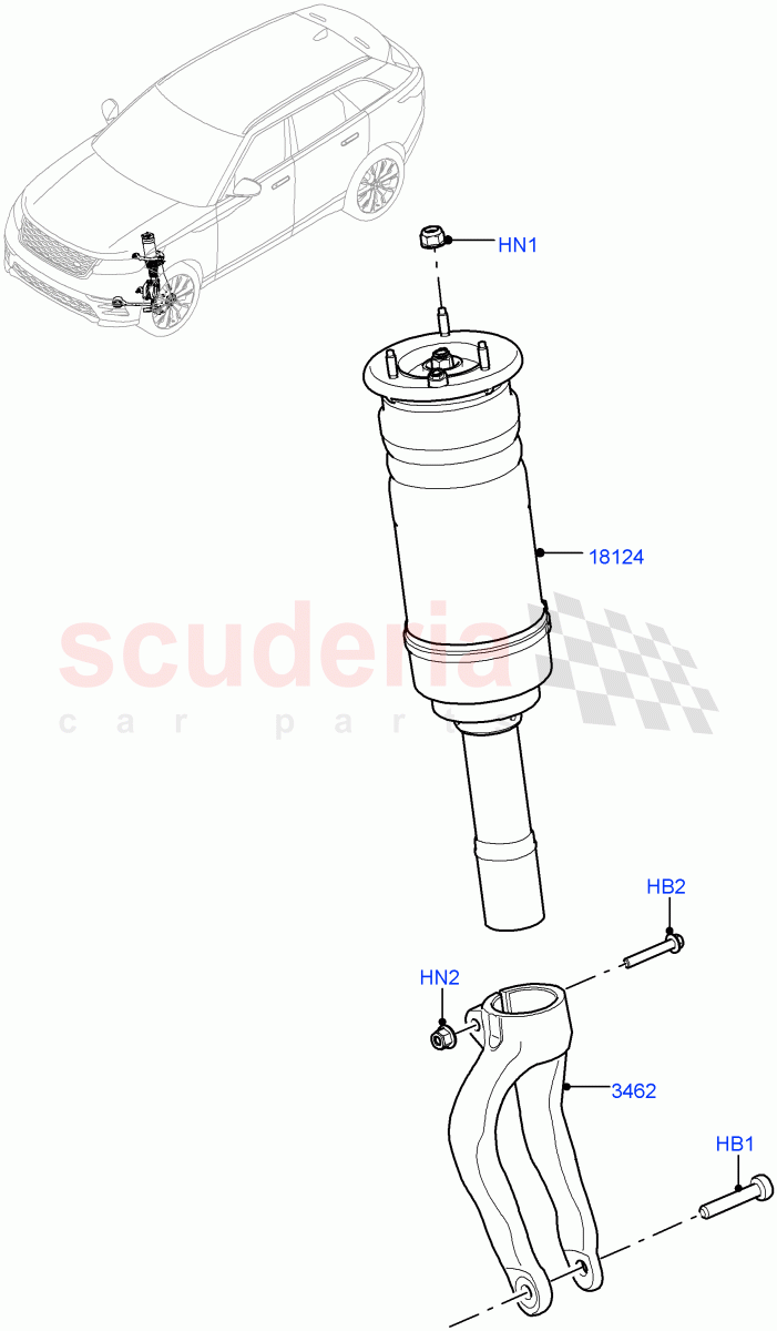 Front Suspension Struts And Springs (With Four Corner Air Suspension, With Performance Suspension) of Land Rover Land Rover Range Rover Velar (2017+) [3.0 Diesel 24V DOHC TC]