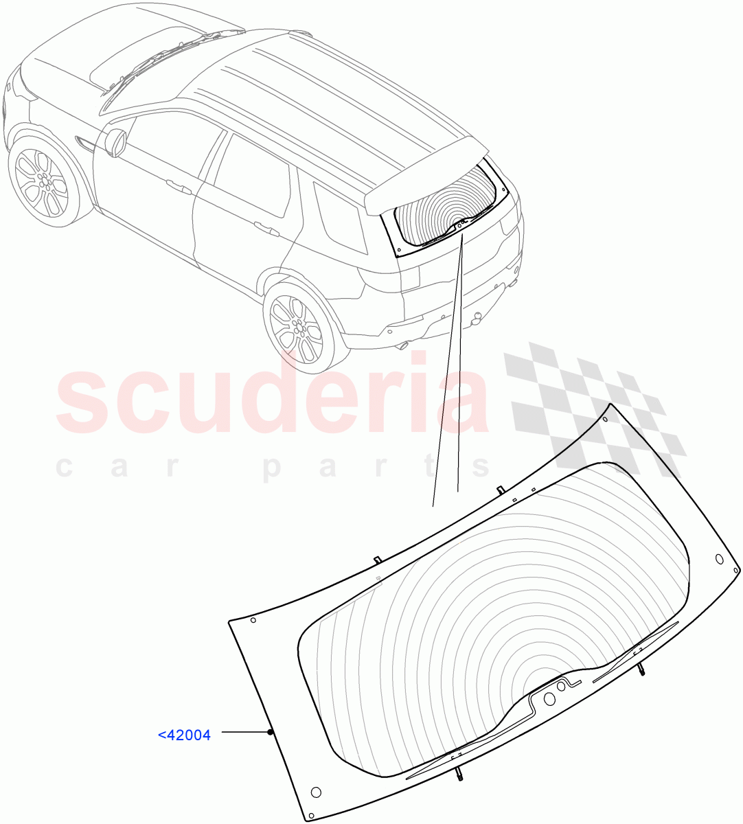 Back Window Glass(Changsu (China))((V)FROMFG000001) of Land Rover Land Rover Discovery Sport (2015+) [1.5 I3 Turbo Petrol AJ20P3]