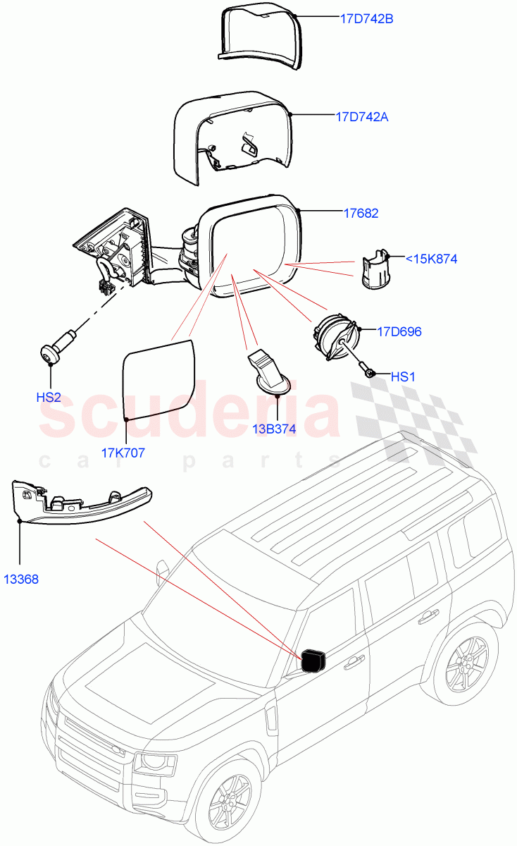 Exterior Rear View Mirror of Land Rover Land Rover Defender (2020+) [2.0 Turbo Diesel]