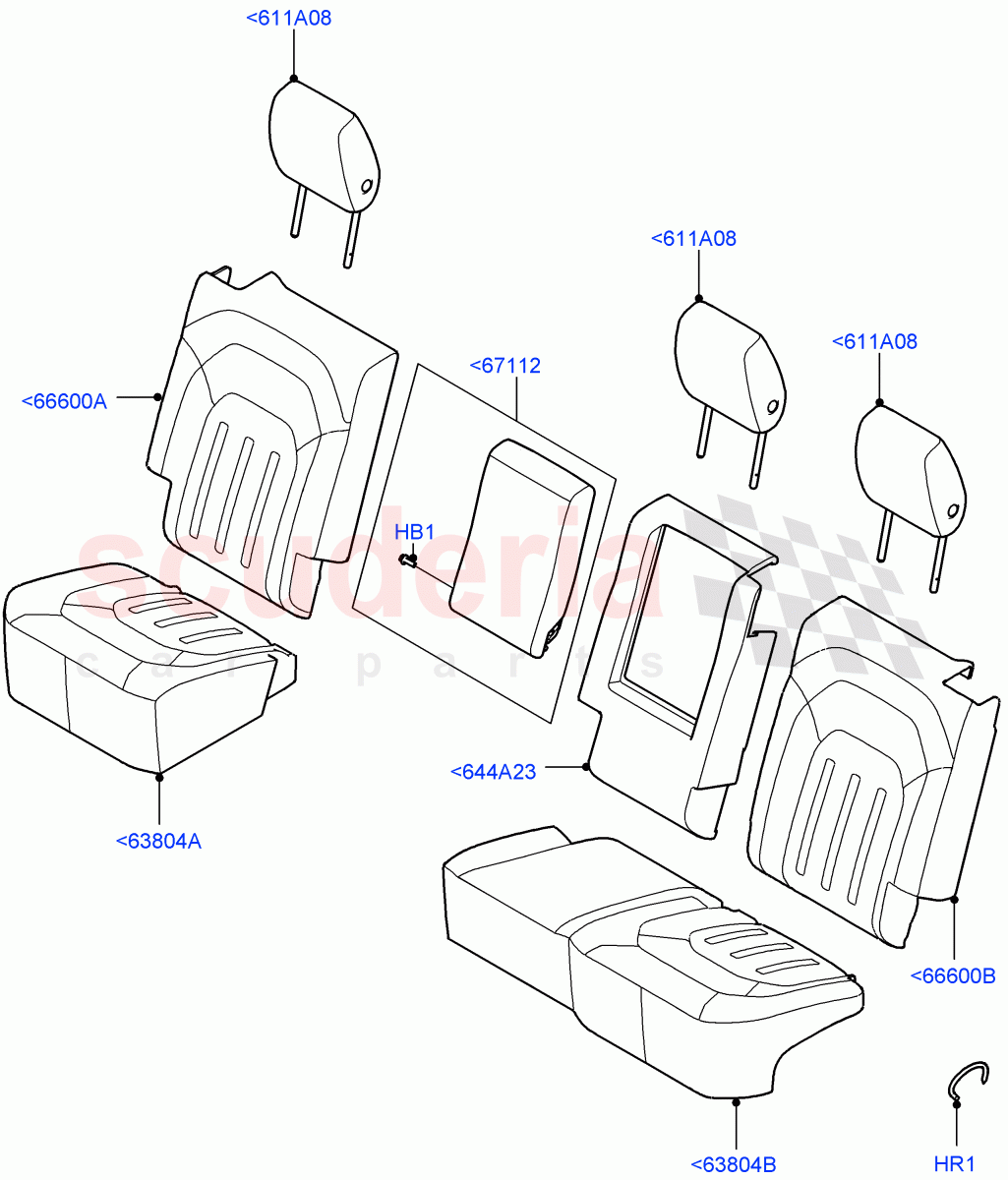 Rear Seat Covers(Standard Wheelbase,Thick Rawedge Leather/Prem Textile,60/40 Load Through With Slide) of Land Rover Land Rover Defender (2020+) [2.0 Turbo Diesel]