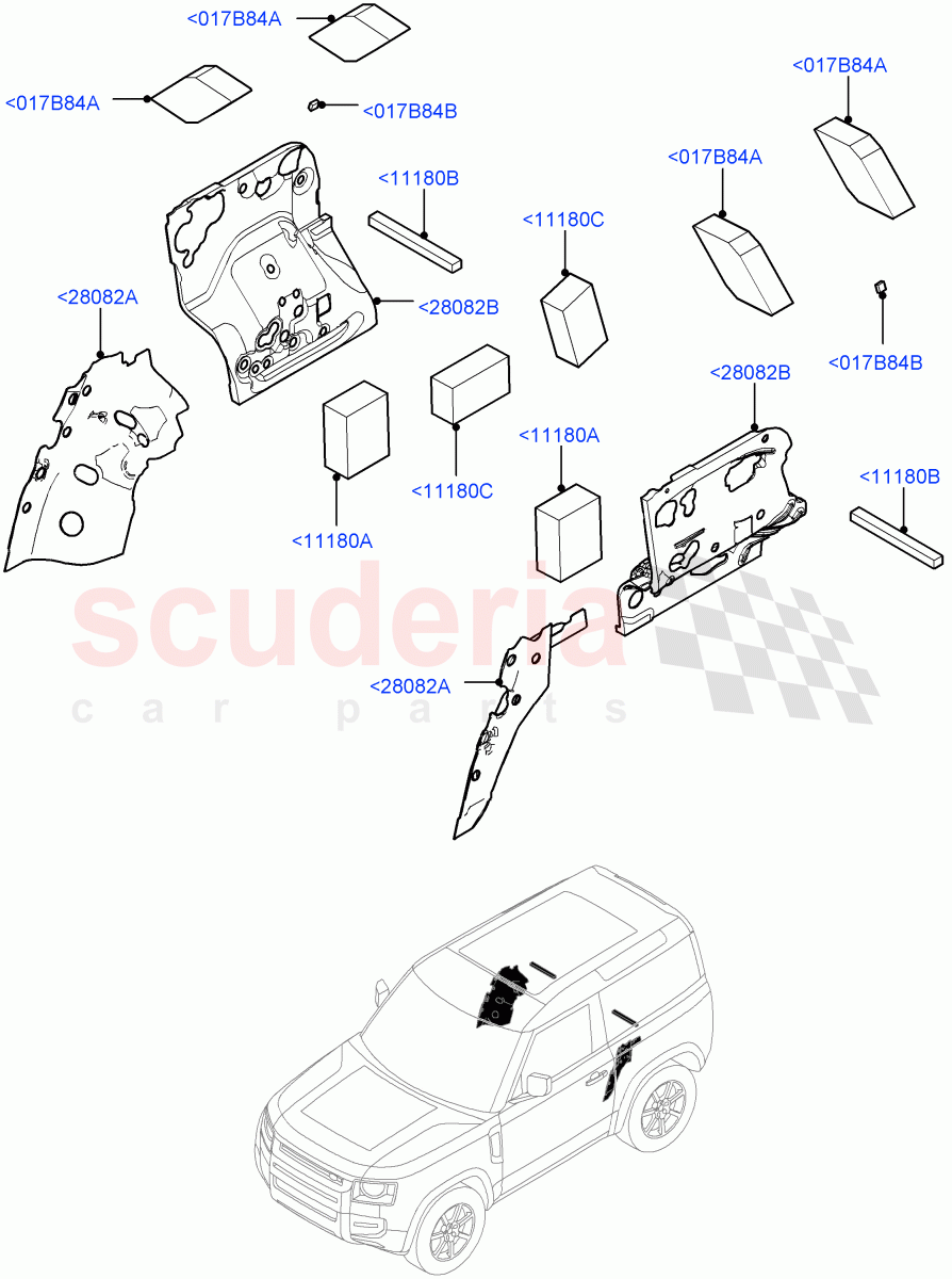 Insulators - Rear(Luggage Compartment)(Short Wheelbase) of Land Rover Land Rover Defender (2020+) [3.0 I6 Turbo Diesel AJ20D6]