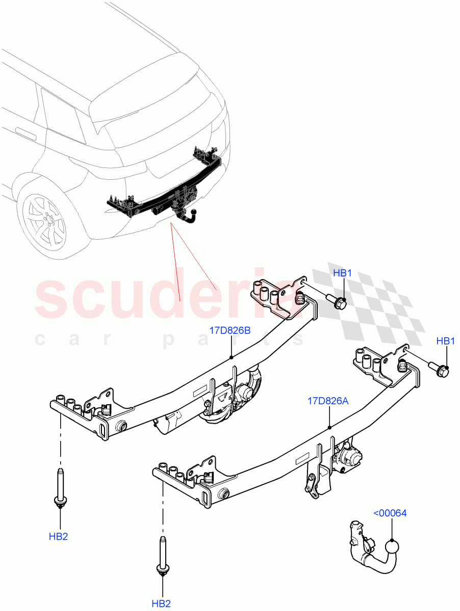 Tow Bar (Itatiaia (Brazil), Tow Hitch Elec Deployable Swan Neck, Tow Hitch Man Detachable Swan Neck) of Land Rover Land Rover Range Rover Evoque (2019+) [1.5 I3 Turbo Petrol AJ20P3]