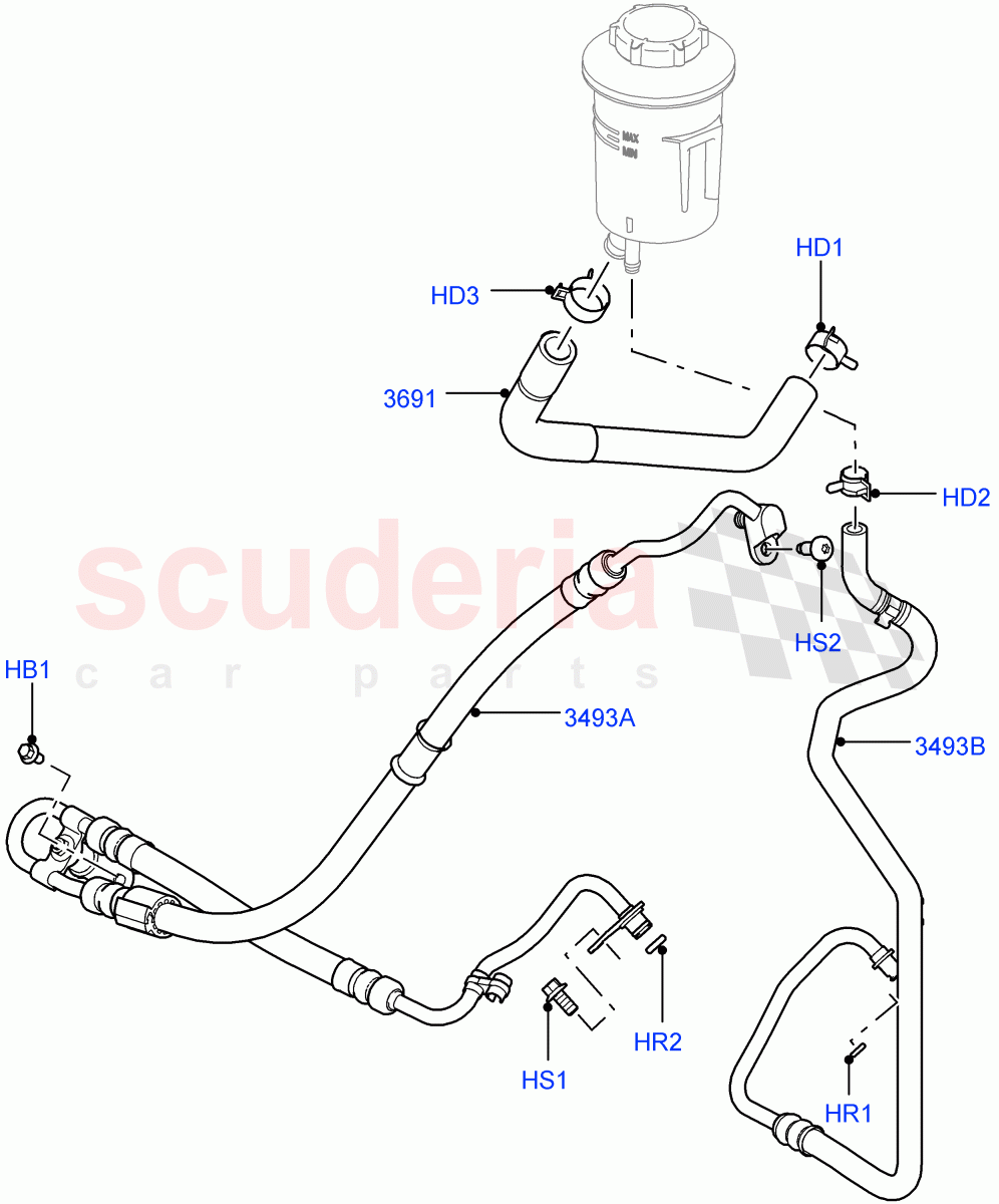 Supply & Return Hoses - Power Strg(3.0L 24V DOHC V6 TC Diesel)((V)FROMAA000001) of Land Rover Land Rover Range Rover Sport (2010-2013) [5.0 OHC SGDI NA V8 Petrol]