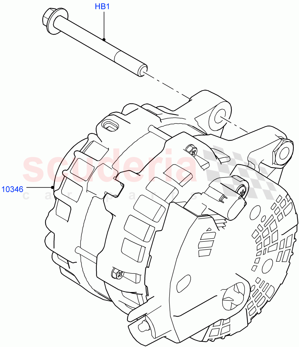 Alternator And Mountings (3.0L AJ20D6 Diesel High, Less Electric Engine Battery, 2.0L I4 High DOHC AJ200 Petrol, 2.0L I4 DSL HIGH DOHC AJ200) ((V) FROMHA000001) of Land Rover Land Rover Range Rover Sport (2014+) [3.0 I6 Turbo Petrol AJ20P6]