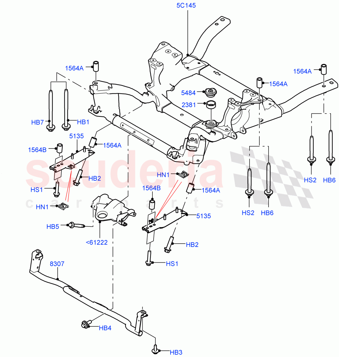 Front Cross Member & Stabilizer Bar of Land Rover Land Rover Range Rover Sport (2014+) [3.0 I6 Turbo Petrol AJ20P6]