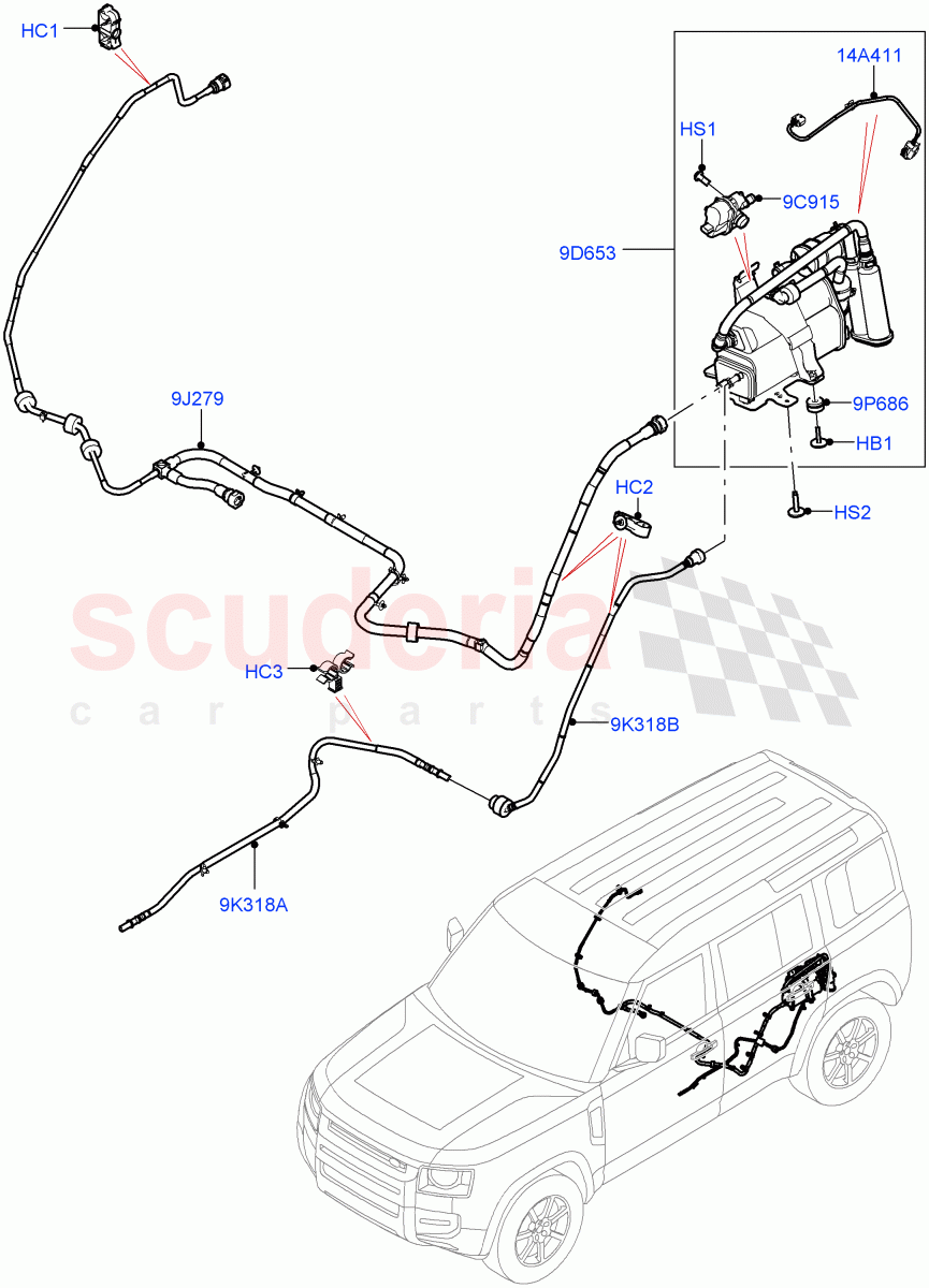 Carbon Canister (Nitra Plant Build) (3.0L AJ20P6 Petrol High, Pet Tank With Leak Det - Lrg Filter, Petrol Tank With Leak Detection) ((V) TOM2999999) of Land Rover Land Rover Defender (2020+) [3.0 I6 Turbo Petrol AJ20P6]