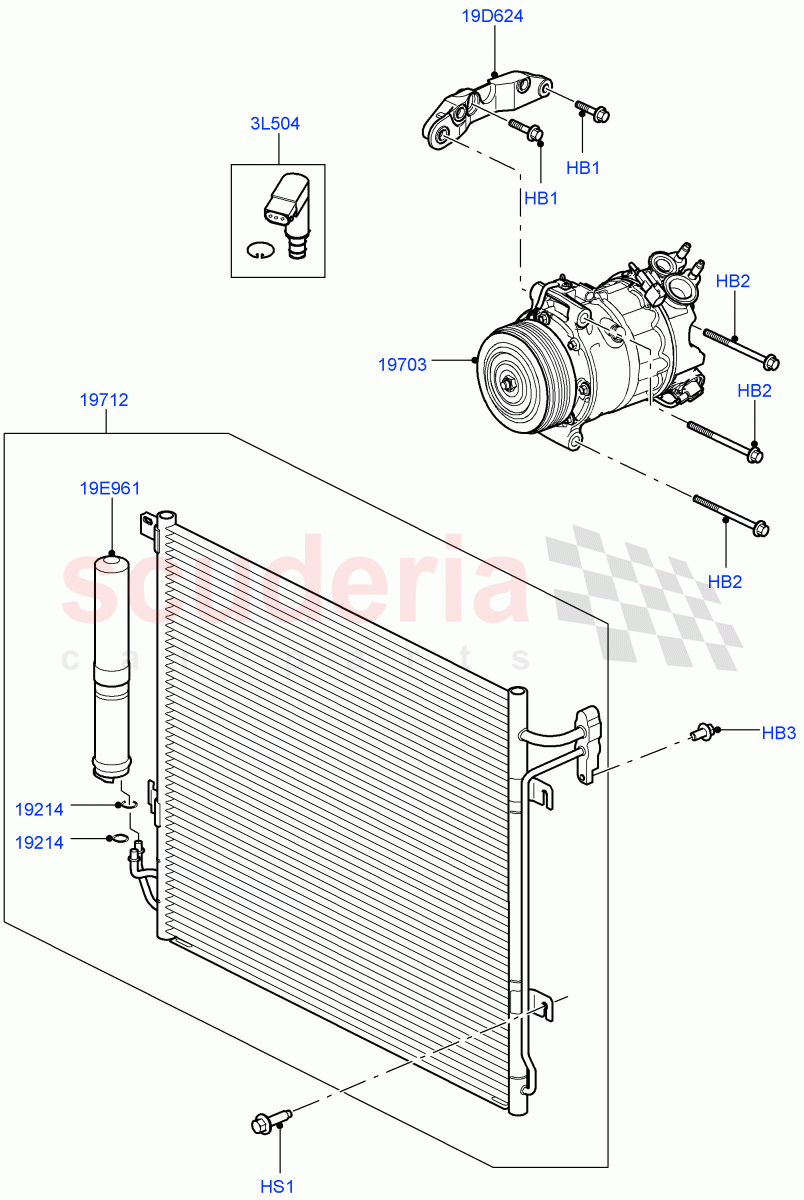Air Conditioning Condensr/Compressr (3.0L 24V DOHC V6 TC Diesel) ((V) FROMAA000001) of Land Rover Land Rover Range Rover Sport (2010-2013) [5.0 OHC SGDI SC V8 Petrol]