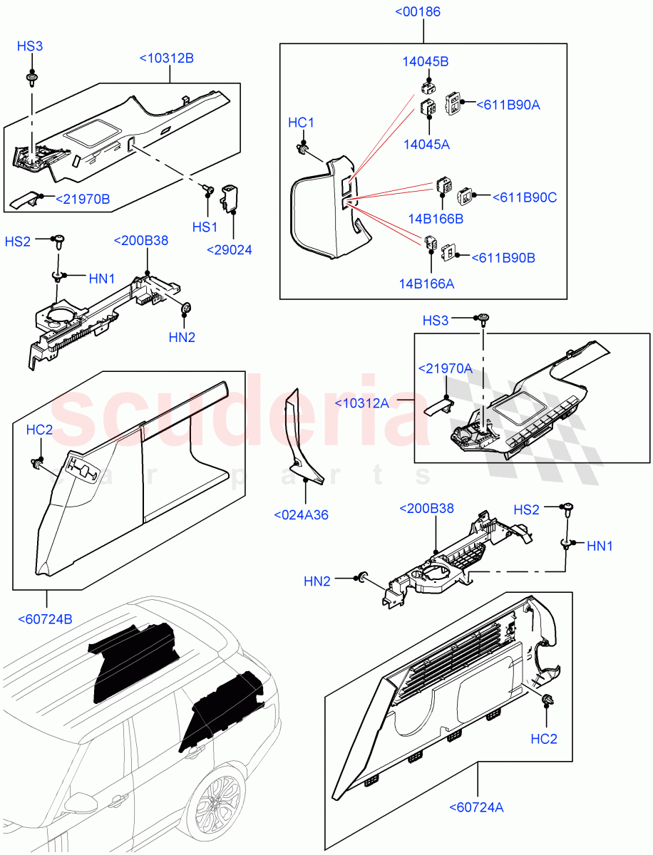 Side Trim(40/20/40 Super Slouch Rear Seat)((V)FROMJA000001) of Land Rover Land Rover Range Rover (2012-2021) [3.0 Diesel 24V DOHC TC]