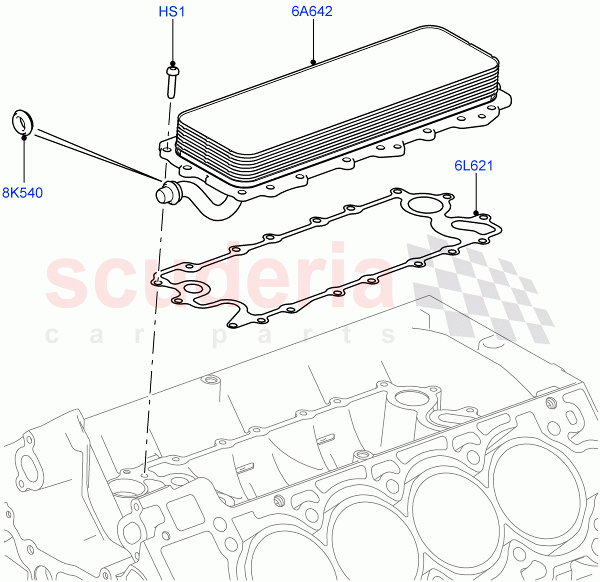 Oil Cooler And Filter (Oil Cooler) (5.0L OHC SGDI NA V8 Petrol - AJ133) ((V) FROMAA000001) of Land Rover Land Rover Range Rover (2010-2012) [5.0 OHC SGDI NA V8 Petrol]