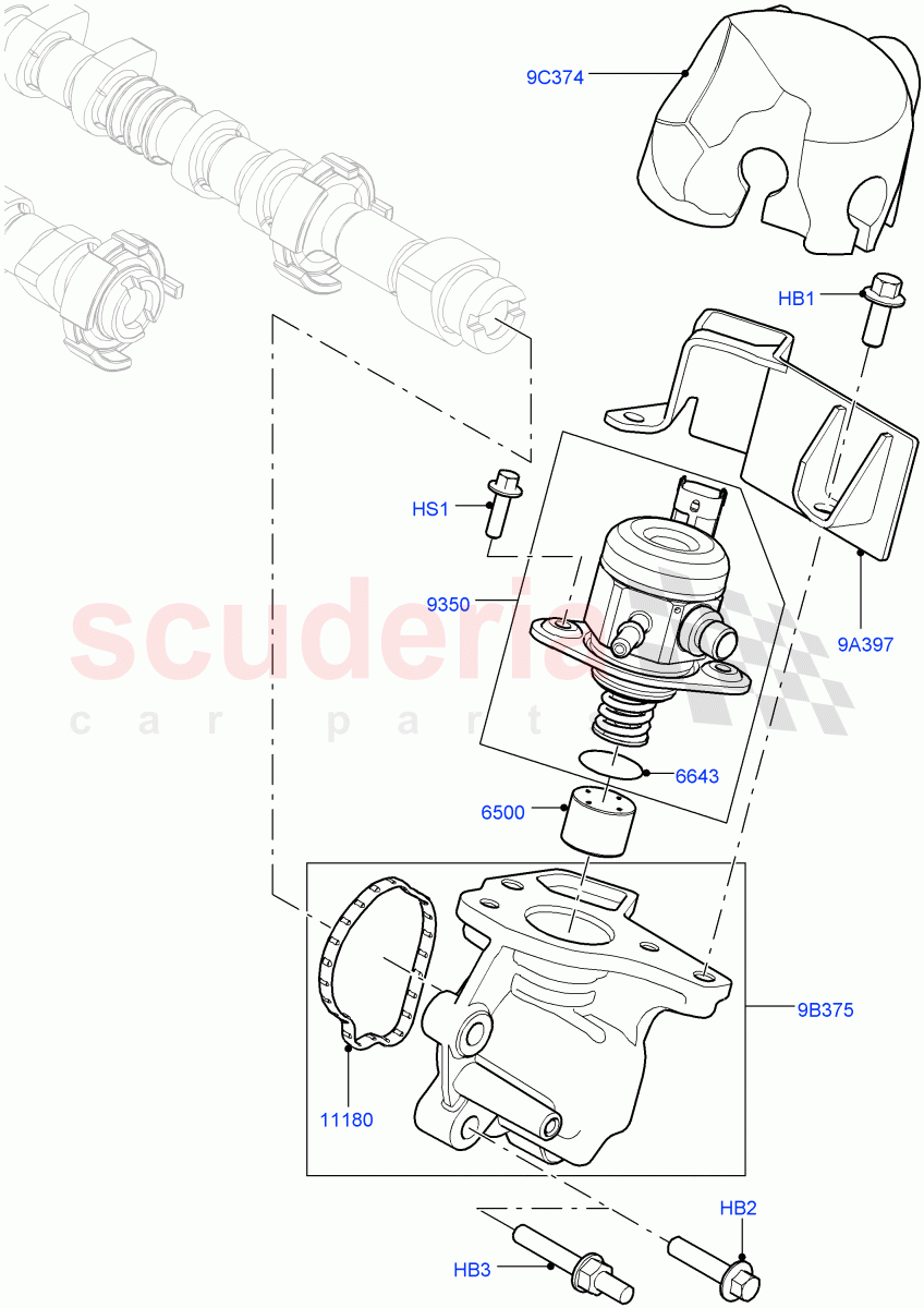 Fuel Injection Pump-Engine Mounted (From Engine Serial Number - 071111153004) (2.0L 16V TIVCT T/C Gen2 Petrol, Halewood (UK), 2.0L 16V TIVCT T/C 240PS Petrol) of Land Rover Land Rover Discovery Sport (2015+) [2.0 Turbo Petrol GTDI]